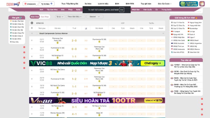 Giao diện xem kết quả bóng đá đẹp, chuyên nghiệp