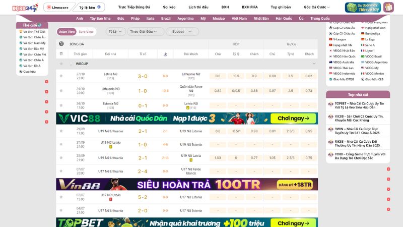 KQBD 247 cập nhật tỷ số giải Women's Baltic Cup nhanh chóng